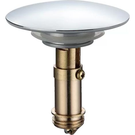 Valve de vidange escamotable en laiton, universelle, avec boulon à ressort, pour éviers et salles de bains - Laiton chromé (1/2)
