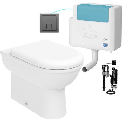 Gloss White D Shape Back to Wall Toilet and Concealed Cistern Set - Bottom Entry (1/4)