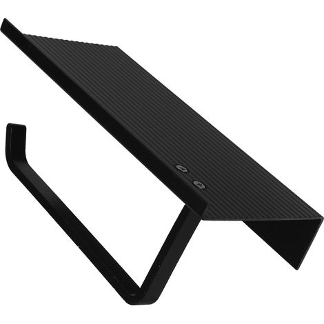 Support rouleau WC - avec étagère - mural - noir - aluminium (1/5)