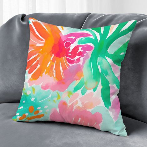 Housse de coussin extérieur floral, décoration jardin terrasse,40×40cm (1/5)