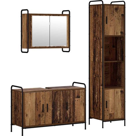vidaXL Set di Armadi da Bagno 3 pz Legno antico 40 x 36 x 181 cm (1/5)