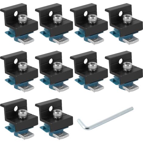10pcs Fixation Panneau Solaire Kit, 30mm/35mm Clips Panneau Solaire Kit avec Clé pour Métal Étain Plat Tôle Toitures Bateaux Camping-Cars et Usines (1/5)