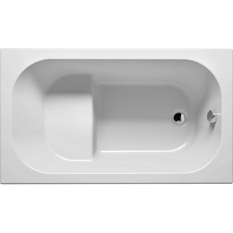 Baignoire rectangulaire acrylique 120x70 cm – Couleur blanche – Hauteur 43 cm – Volume 85 L – Pieds réglables inclus – Riho (1/3)
