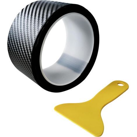 1 Rouleau Film Carbone 3D,5m x 5cm,Noir,Anti-Rayures,Imperméable,Seuil De Porte Voiture Moto (1/5)