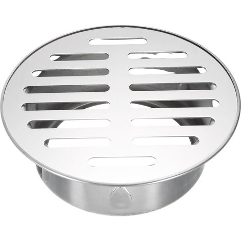 Grille De Sol 5" x 3.9" (110 Bouche Plate), 1 Pc 304 Acier Inoxydable Ronde Anti-Blocage Clip-on Grilles D'Égout pour Extérieur Salle De Bain Cuisine Toilette Aménagement, Argent (1/5)