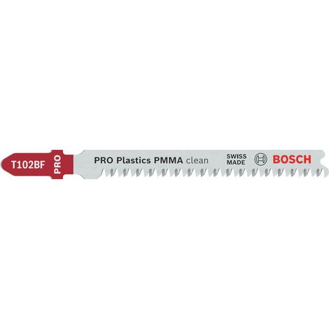 Bosch PRO Plastics PMMA clean T102BF lame de scie sauteuse 92 mm 2 pièces - 2608655102