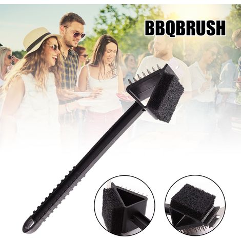 Brosse 3 en 1 pour barbecue avec grattoir et éponge, en acier inoxydable, outil de nettoyage facile, brosse universelle de qualité supérieure-AquaForge (1/4)