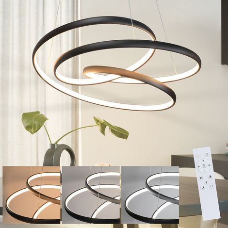 ZMH Suspension de table à manger Suspension - Lampe à LED de table à manger 55W Suspension à intensité dimmable 50CM Lampe avec télécommande Lampe de salon Suspendue,noire (1/5)