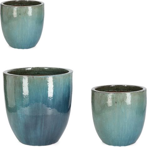 Vasi "Quang" struttura alta in terracotta smaltata per esterno set da 3 (1/3)