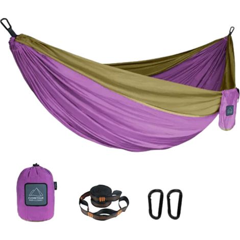 Hamac extérieur en nylon parapluie tissu anti-renversement champ installation rapide camping balançoire hamac portant 300 kg- (1/4)