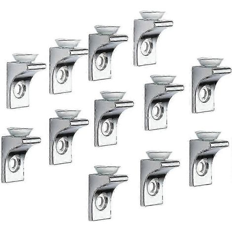 Support d'étagère en verre, lot de 12 pièces, en alliage de zinc chromé poli, à angle droit, avec ventouse - Bon (1/5)