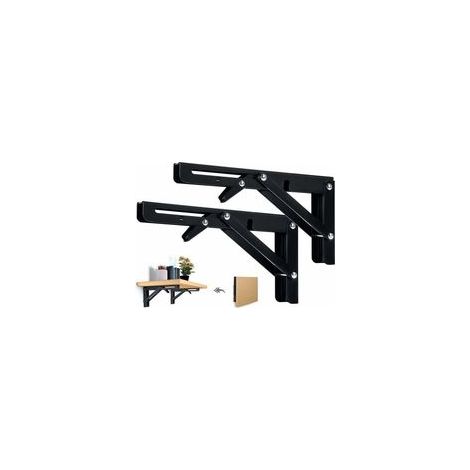 2 staffe pieghevoli per mensole da 300 mm, staffa angolare pieghevole per mensola a muro, supporto pieghevole resistente, nero, supporto per console pieghevole per tavolo, mensola a muro, capacità di 