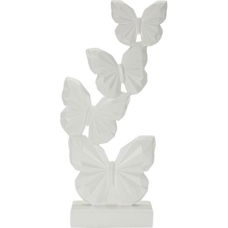 Scultura decorativa in resina bianca, 12x6x26 cm – Farfalle Minimal