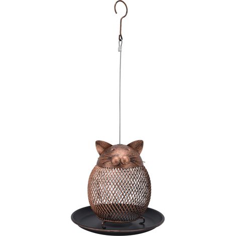 Mangeoire automatique rétro en métal à suspendre pour chats et oiseaux avec couvercle rabattable pour l'extérieur (1/5)