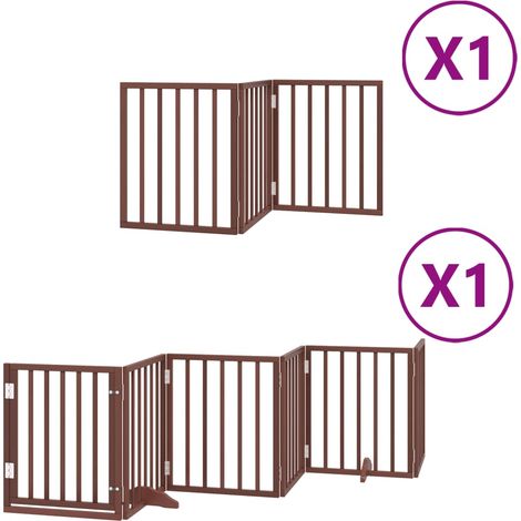 Barrière de sécurité pour chien animaux de compagnie porte pliable 9 panneaux bois de peuplier marron