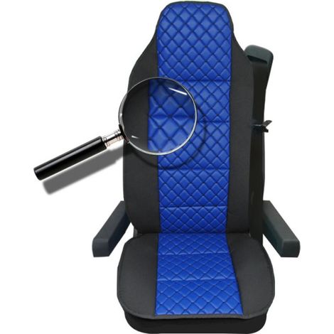 Universeller Sitzbezug für LKW - geprägt - Kunstleder und Textil - Volvo, DAF, MAN, Scania, Mercedes, Iveco - blau