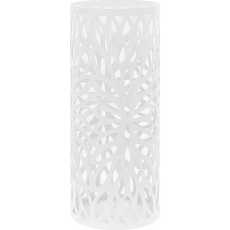 Paragüero diseño de hojas acero blanco vidaXL