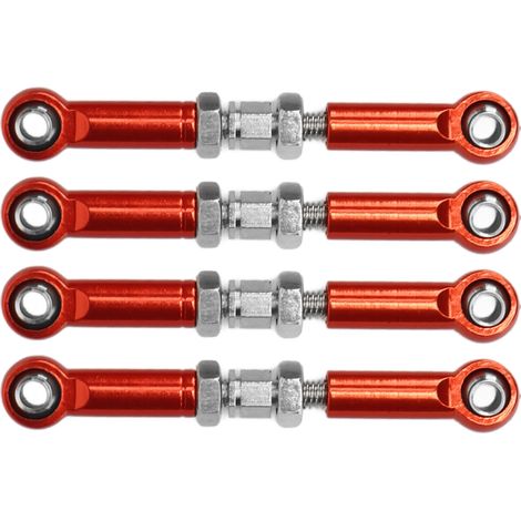 Lot de 4 biellettes de servo réglables pour voiture RC FMS 1/24 FCX24, haute précision, en alliage d'aluminium et fer, rouge. (1/5)