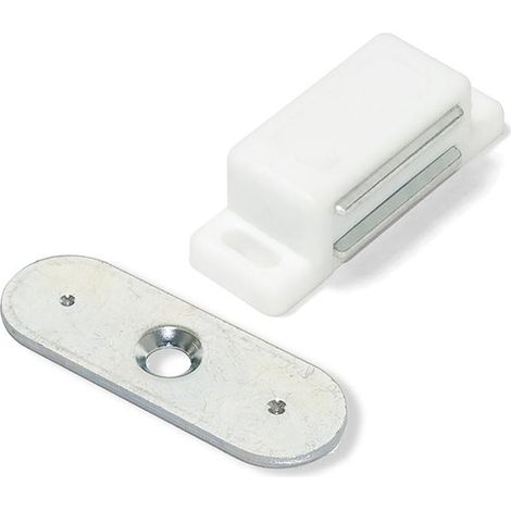 Emuca Lotto di 20 Chiusure magnetiche, Acciaio e Tecnoplastica, Bianca (1/4)