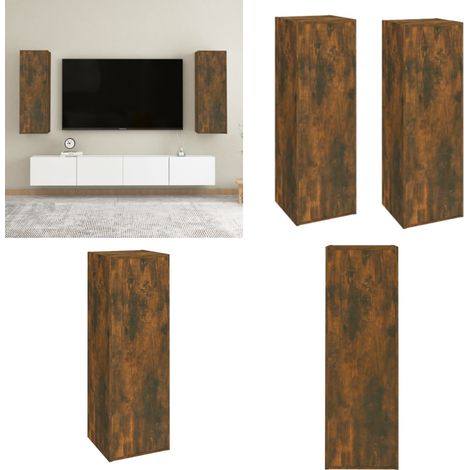 Meubles TV 2 pcs Chêne fumé 30,5x30x90 cm Bois d'ingénierie - Meuble Tv Suspendu - Meuble Tv Moderne - Étagère Murale - Rangement Mural - Télévision Support - Home & Living (1/5)