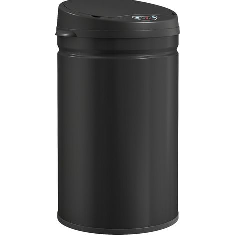 Papelera sensor de 30 L de acero inoxidable negro con cierre suave (1/4)