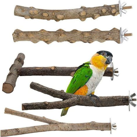 Set of 5 natural wood bird perches, natural wood perches, bird accessories, parakeets, bird toys, climbing perches, bird cage