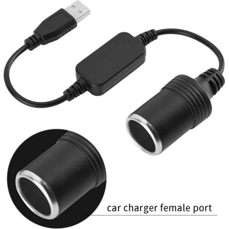 Convertisseur d'adaptateur d'allume-Cigare, Port USB vers câble Adaptateur de convertisseur de Prise Allume-Cigare 12V (1/4)