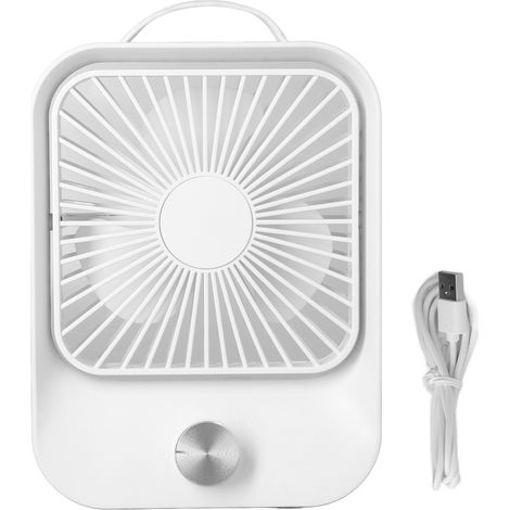 Wiederaufladbarer, tragbarer und leiser Tischventilator mit USB-Anschluss und Handschlaufe, ideal für Camping und Reisen – Beige (1/5)