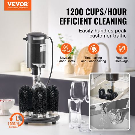 Lave-verres Électrique Commercial, 5 Brosses Lave-verres 1200 Tasses/Heure, Nettoyeur à Verres à Vin, pour Verres à Champagne, Tass… (1/5)