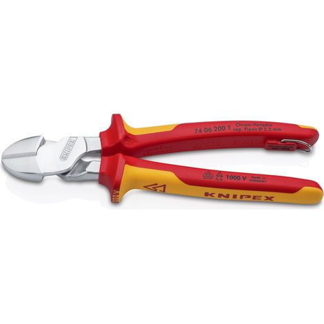 KNIPEX 74 06 200 T BK Alicates de corte diagonal de fuerza aislados con fundas multicomponentes, según norma VDE cromado