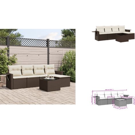 6-tlg. Garten-Sofagarnitur mit Kissen Braun Poly Rattan - Garten Sofagarnitur - Garten Sofagarnituren - Outdoor Sofagarnitur - Sofagarnitur Terrasse (1/3)