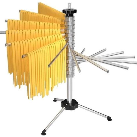 Séchoir à pâtes pour pâtes jusqu' à 2 kg, 14 échelons Extensibles, Tige de Transport intégrée, Pliable - séchoir à Spaghetti (1/4)