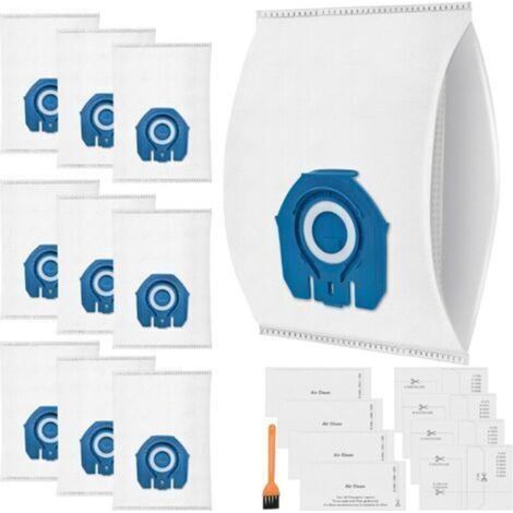 Lot de 10 sacs d'aspirateur 3D compatibles avec les sacs d'aspirateur Miele pour Complete C3 & C2, Classic C1, S2, S5, S8, S400, S600, S800, avec 4 moteurs et 4 filtres d'évacuation - Remplace 9917730 (1/5)