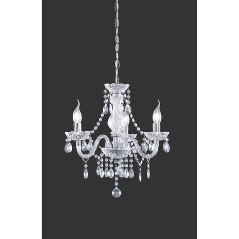Lampadario con Bracci Classico Lüster 3 Luci Cromo Pendenti Trasparenti Trio Lighting