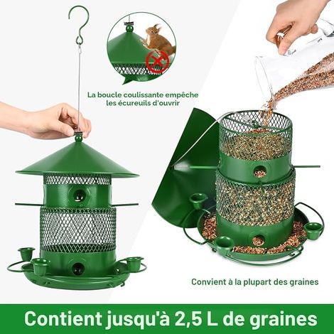 Mangeoire Oiseaux Exterieur Suspendue Metal Mangeoire pour Oiseau Sauvages Maison Oiseaux Exterieur pour Jardin Vert (1/4)