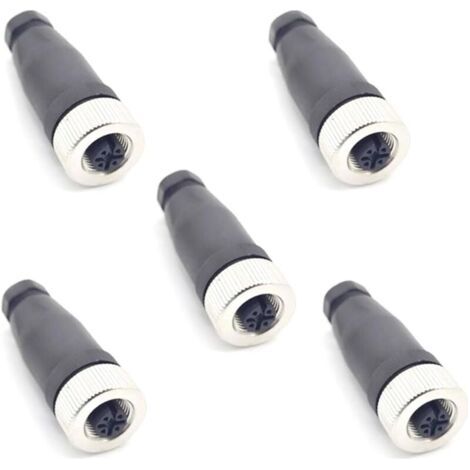 BARKBUSTERS 5 Pcs M12 5 Pôles Femelle Connecteur, IP67 Étanche A Codés Droits 5 Broches sur Place à Vis Capteur 12mm M12 5 Core Connecteurs Ronds Accessoires pour l'automatisation Industrielle 125V 4A (1/4)