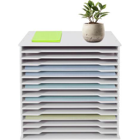 Organiseur de papier de scrapbooking pour tailles 33 x 30,5 cm, 15 niveaux de rangement, porte-documents, organiseur de papier de scrapbooking pour la maison, le bureau, l'école – Blanc