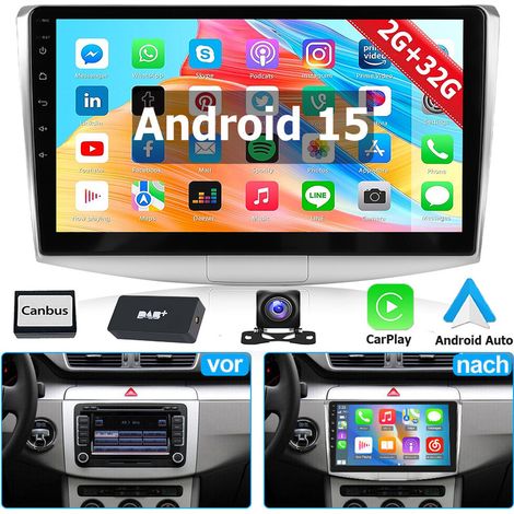 Pour VW Passat B6/B7/CC Carplay Android 14 Autoradio GPS Navi Radio BT RDS - 2+32G DAB+ CAM