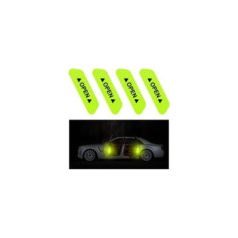 4 Pièces Autocollant De Porte De Voiture, Rappel D'ouverture De Porte Autocollant, Anti-Collision Étanche Autocollants Réfléchissants, Voiture Accessoires Extérieur Intérieur(Vert) (1/5)