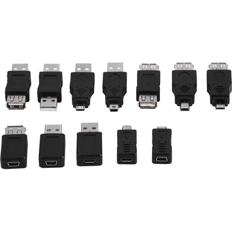 Lot de 12 adaptateurs USB 2.0 multiples connecteurs convertisseurs micro/mini mle femelle.