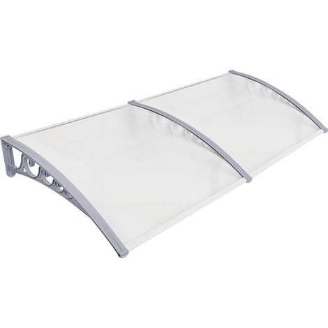 Auvent de Porte Rain Protector Transparent Front Door Canopy 100200 cm Auvent de porte entrée marquise blanc et gris clair (1/5)