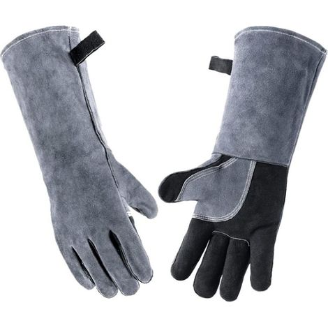 Gants De Soudage,Gants Anti-brlure,Gants De Protection En Coton,Gants Résistants à La Chaleur Avec Doublure En Sof,Mitaines Pour Bbq/four/grill/cheminée/Soudeur/support De Pot (1/5)