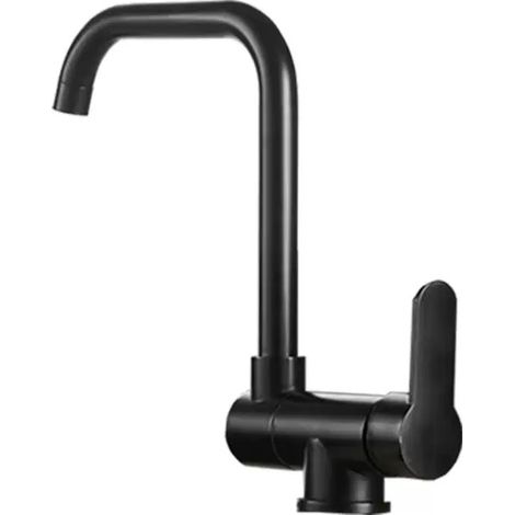 Grifo de cocina giratorio y plegable, de agua fría y caliente, con acabado en latón negro, apto para fregaderos de cocina. (1/5)