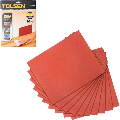 Set di 10 fogli di carta vetrata TOLSEN 230 mm x 280 mm, carburo di silicio
