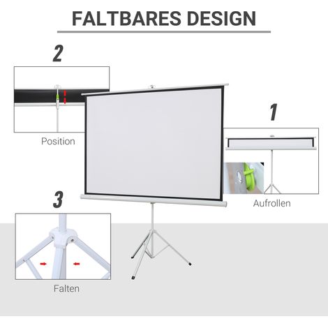 Écran de projection 4:3, toile de cinéma blanche pour maison ou bureau, surface de présentation. (1/5)