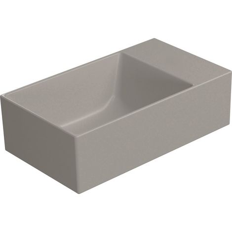 Lavabo en céramique KUBE X 40x23cm, sans trou pour robinetterie, droite/gauche, tortora mat (1/4)