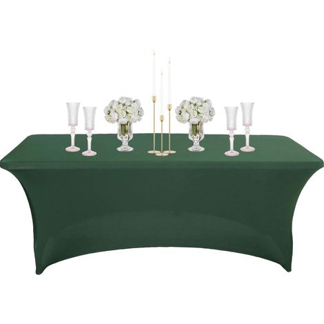 Nappe Rectangulaire Spandex Anti Tache,183cm Vert Foncé Nappe de Table Imperméables Lavable Extensible,pour Décoration Table de Terrasse,Cuisine,Mariage,Anniversaire,Fêtes,Halloween,Pique-niques (1/5)