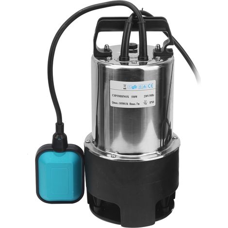 Pompe à eau submersible, hauteur de refoulement 7 mètres, débit 10 500 l/h, puissance 550 W, pour petits bassins, CSP550DINOXEU, prise AC230V (1/5)
