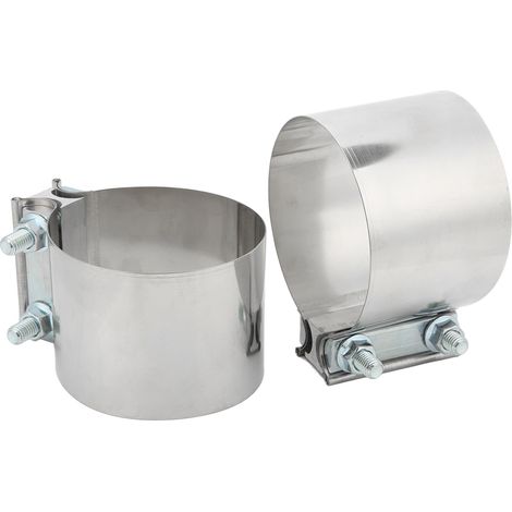 2 Manchons de raccordement d'échappement en acier inoxydable, colliers de serrage à bande avec boulons, pour tuyau de 4 pouces (1/5)