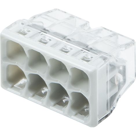 Wago – Flacon de 25 mini bornes de connexion automatique 8 entrées – Type PUSH WIRE® – Tension 450V – Courant 24A – Raccordement 0.5 à 2.5 mm²